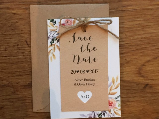 Boho Floral Antlers Save the Dates
