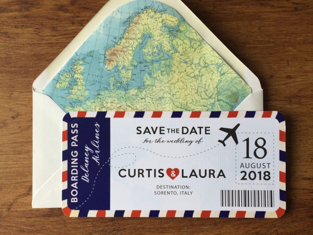 Boarding pass save the dates