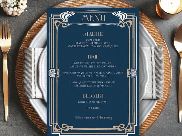 Art Deco Navy Menu