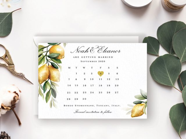 Watercolour Lemons Save The Date